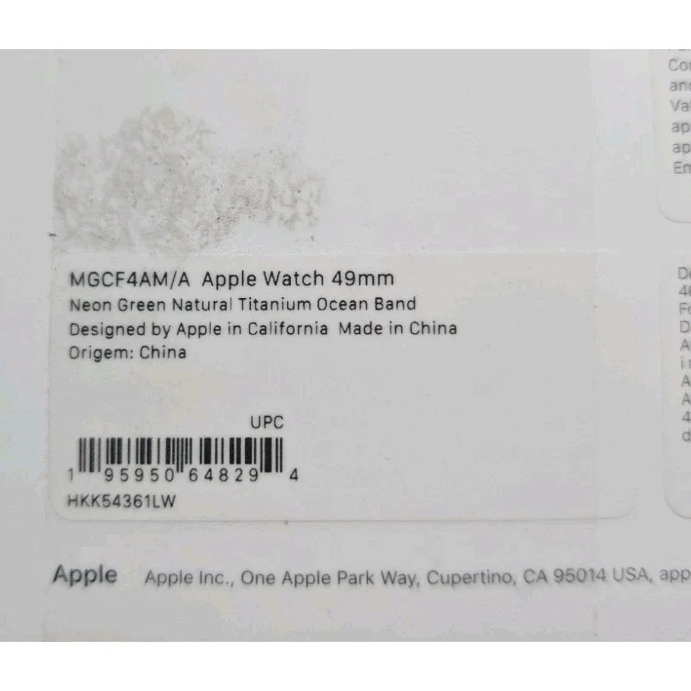 5-O Apple Watch Strap 49mm Neon Green Ocean Band Natural Titanium Finish OEM